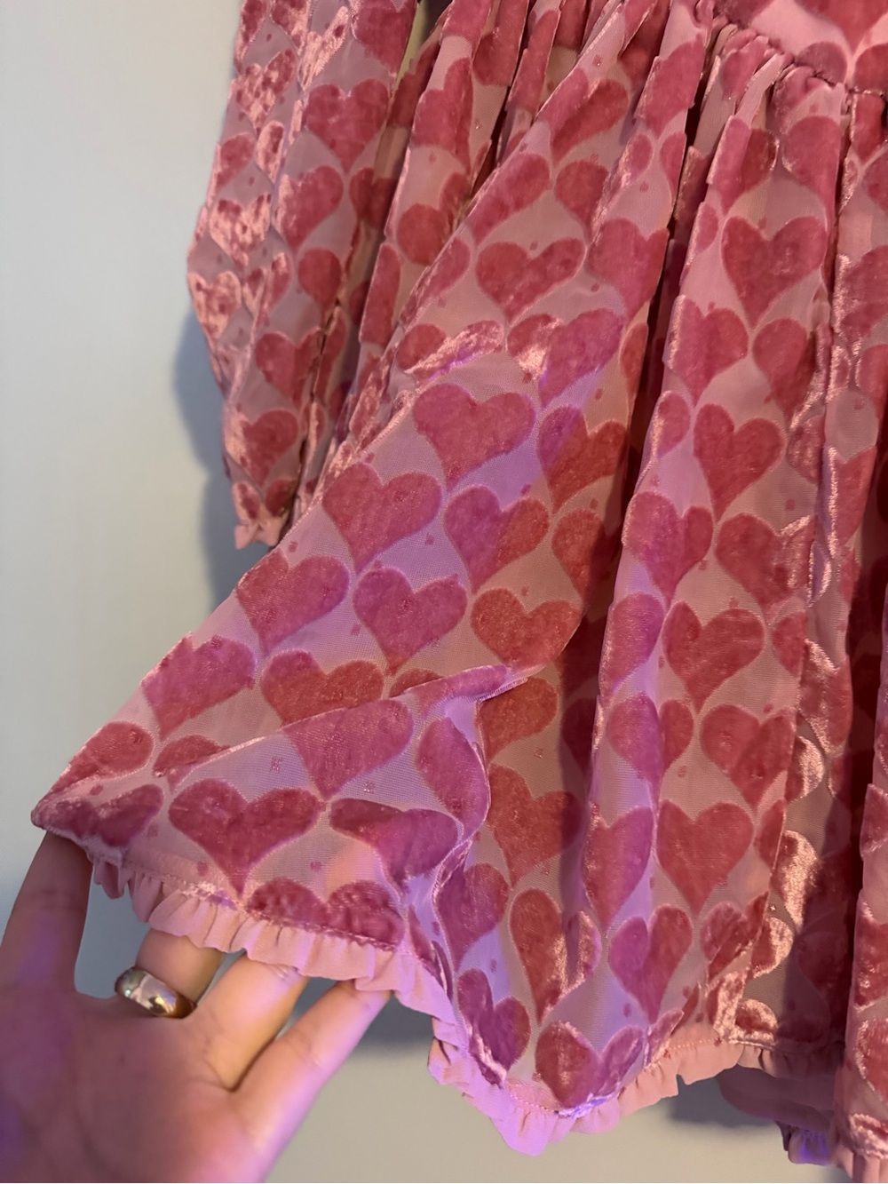 For Love and Lemons Pink Heart Velvet Sweetheart Mini Dress - Picture 5 of 9